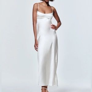 Zara viral satin effect cut out dress in white